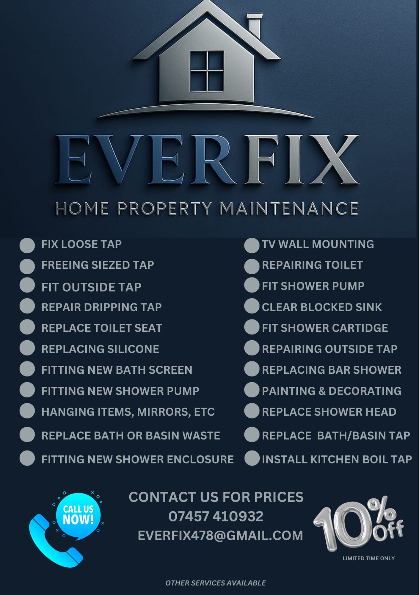 A home maintenance service providing property maintenance, tailored to address various home issues.